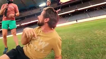 Giant Balloon Popping Tic Tac Toe from Stadium Roof