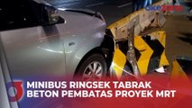 Minibus Ringsek Usai Tabrak Beton Pembatas Proyek MRT di Kawasan Thamrin