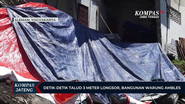 Detik-detik Talud 3 Meter Longsor, Bangunan Warung Ambles