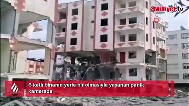 6 katlı binanın yerle bir olmasıyla yaşanan panik kamerada