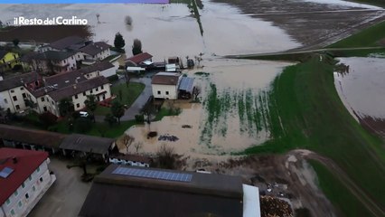 Vaste aree allagate nel Vicentino: le immagini dal drone