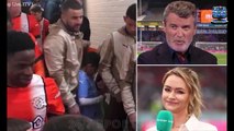 Roy Keane offers a blunt response after Laura Woods points out Jack Grealish and Ross Barkley's 'little cuddle' before Man City's win against Luton in the FA Cup