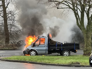 Truck on fire in Hove near Goldstone crescent after crash