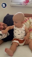 Baby Is Hilariously Bewildered by Dad's Thunderous Snore