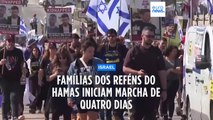 Famílias de reféns do Hamas iniciam marcha em Israel