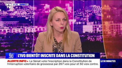 IVG dans la Constitution: "On essaye de faire croire qu'il s'agit d'une journée historique alors que c'est un droit qui n'est pas du tout remis en question aujourd'hui", affirme Edwige Diaz (RN)