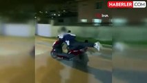 Bursa'da motosikletin üzerine uzanan genç, canını böyle hiçe saydı