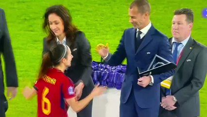 Vean la cobra feminista de Čeferin a Aitana Bonmatí tras la victoria en la Nations League