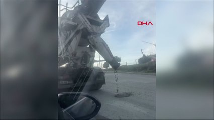 Esenyurt'ta beton mikseri betonu yola dökerek ilerledi