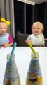 Kids are happy to try new drinks. Funny Baby video_(720P_60FPS)