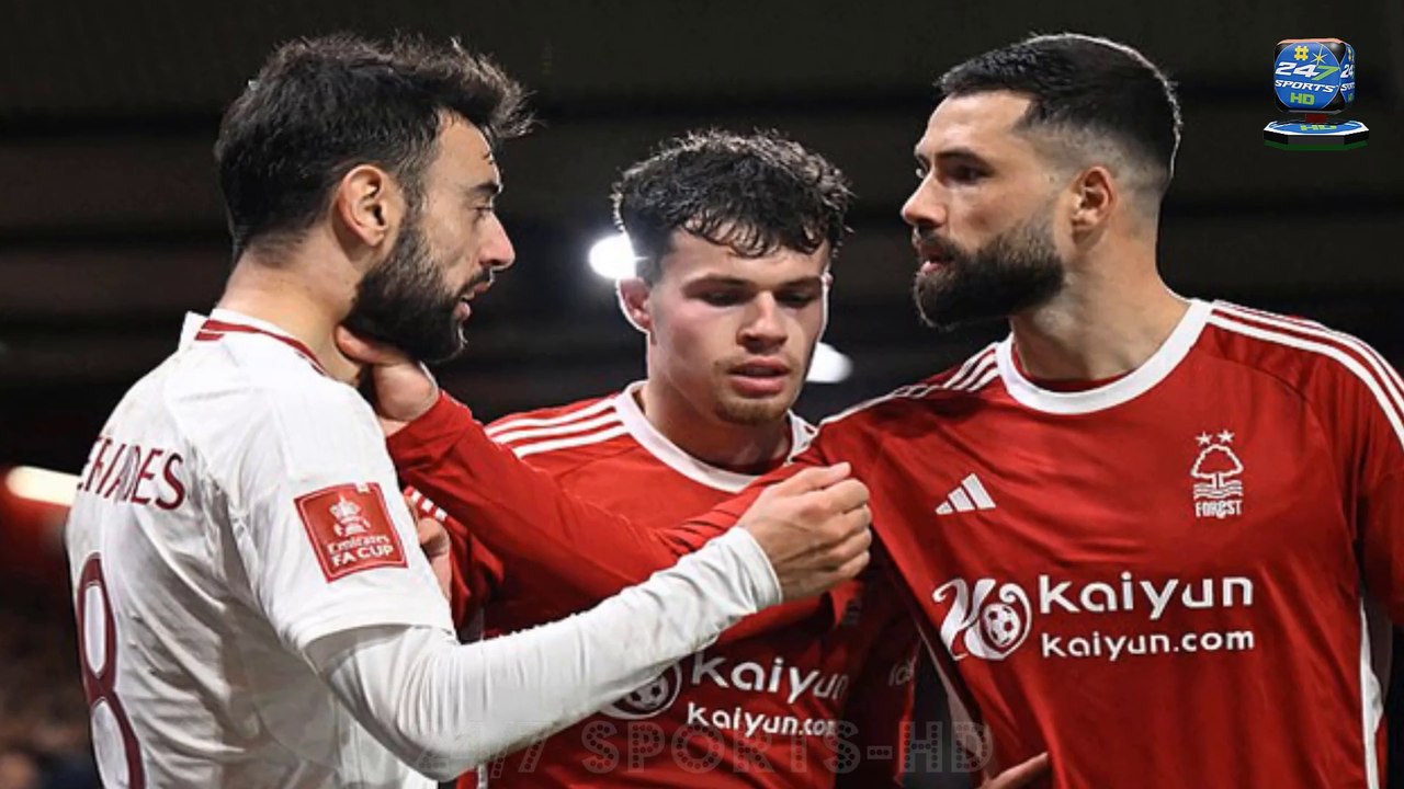 Man United fans vent their fury after Nottingham Forest's Felipe gets away with grabbing Bruno Fernandes by the THROAT... after Casemiro received a red card and ban for a similar incident last season