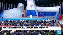 Poutine réagit aux propos de Macron et brandit la menace d'un conflit nucléaire