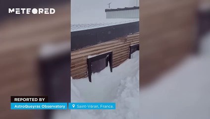 Spectacular snowfall in Saint-Véran, France.