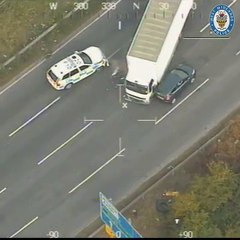 Watch police stop booze heist suspects in lorry after they ram officers