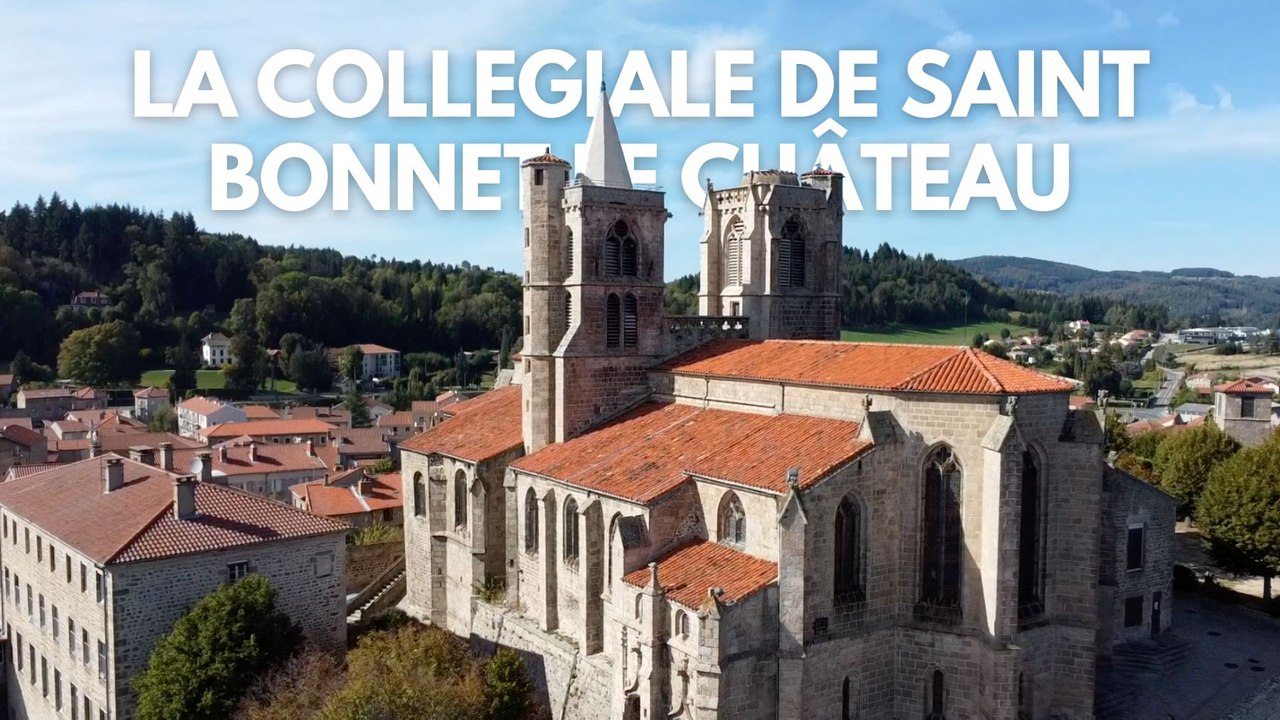 Vue aérienne de la Collégiale de Saint-Bonnet-le-Château