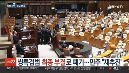 쌍특검법 최종 '부결'로 폐기…"추가 의혹 포함해 재추진"