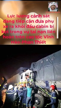4 xe tải tông nhau trên cao tốc Vĩnh Hảo-Phan Thiết, một tài xế tử vong
