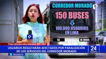 Corredor Morado: ratifican suspensión del medio de transporte desde este lunes 4 de marzo