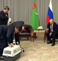 Turkmenistan leader brings puppy for Putin on his birthday