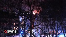 Footage shows huge fire roaring out of top of South Kensington building - 11 in hospital
