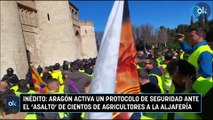 Inédito: Aragón activa un protocolo de seguridad ante el 'asalto' de cientos de agricultores a la Aljafería