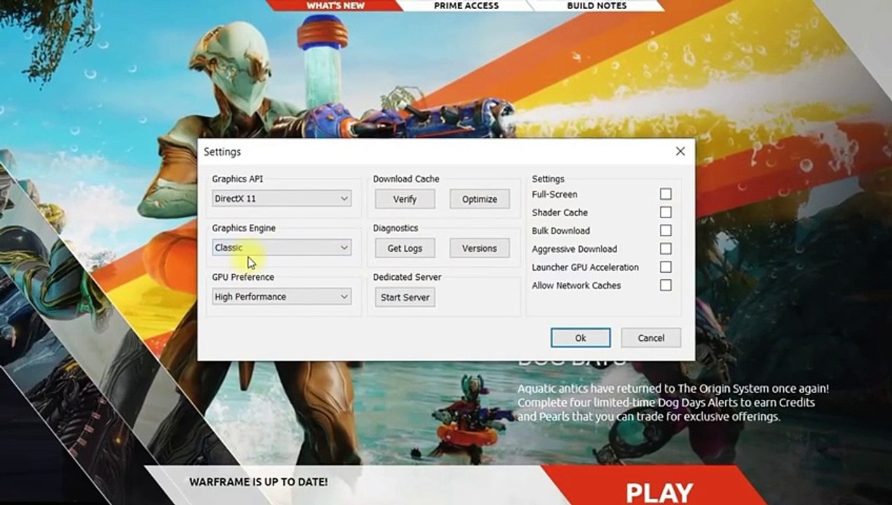 Warframe ayarlar