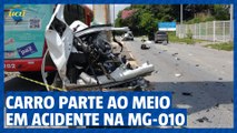 Carro parte ao meio em acidente na MG-010, Grande BH