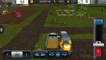 Harvesting corn and wheat in Farming Simulator 16..