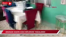 1 yıl 8 ay hapisle aranan kadın, vitrinin arkasına yaptırdığı gizli bölmede yakalandı