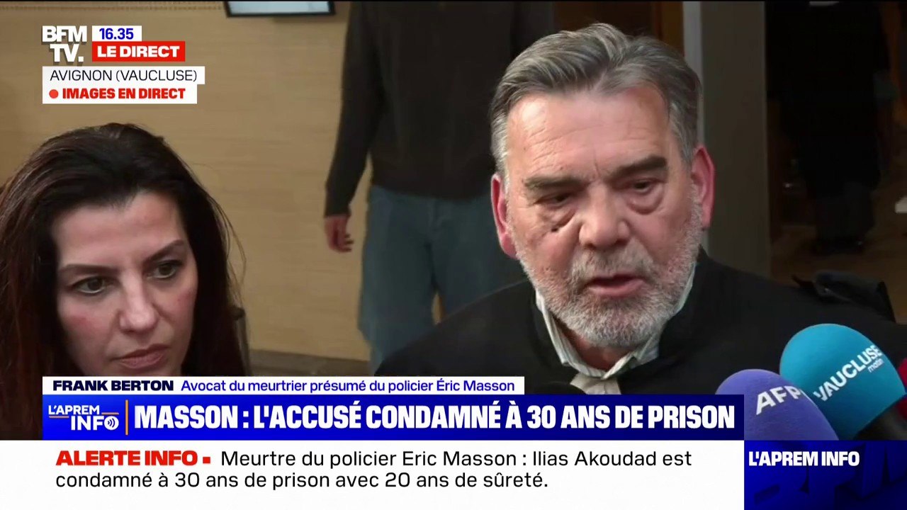 "Une décision remplie d'humanité": L'avocat d'Ilias Akoudad réagit à la peine de 30 ans de prison prononcée contre son client pour le meurtre du policier Éric Masson