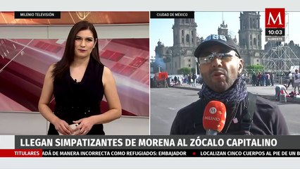 Скачать видео: Simpatizantes de Morena comienzan a llegar al Zócalo para arranque de campaña de Claudia Sheinbaum