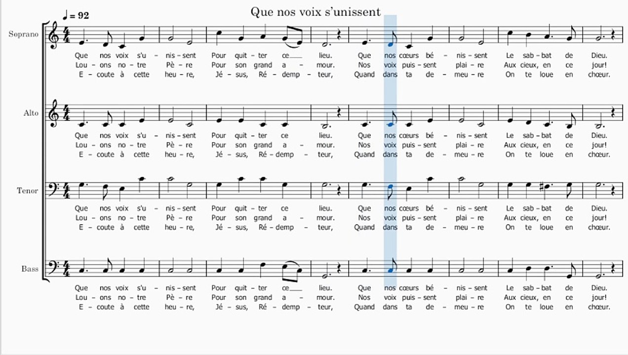 Que nos voix s’unissent (Cantique  No 87)