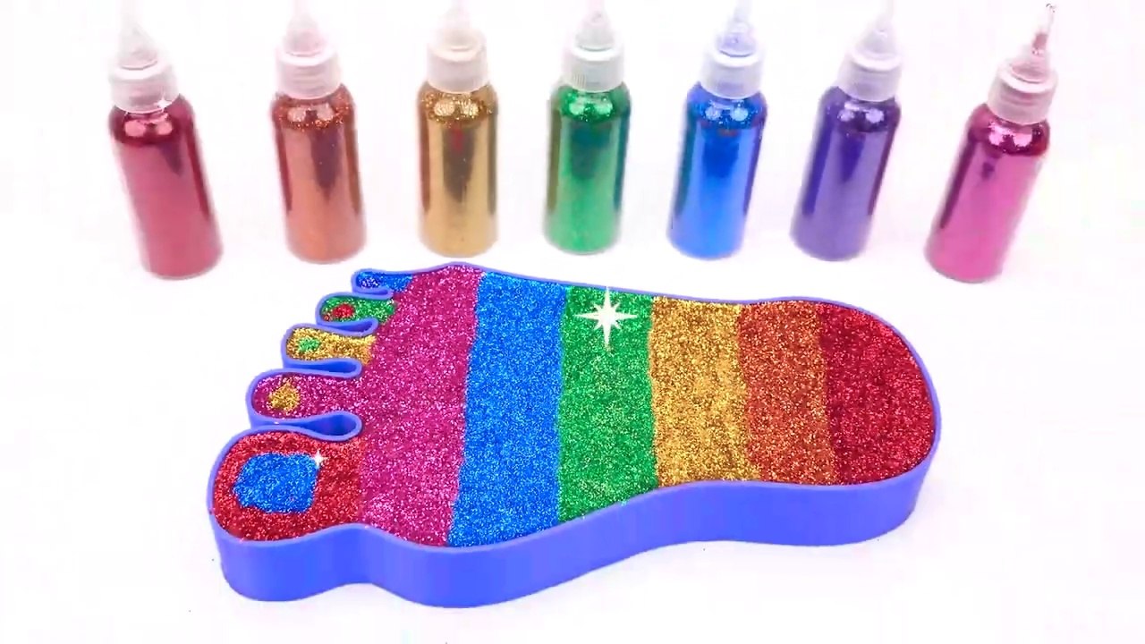 Satisfying Slime Video l How to Makes Rainbow Slime Foot from Mixing Glitter in Bathtub Cutting ASMR