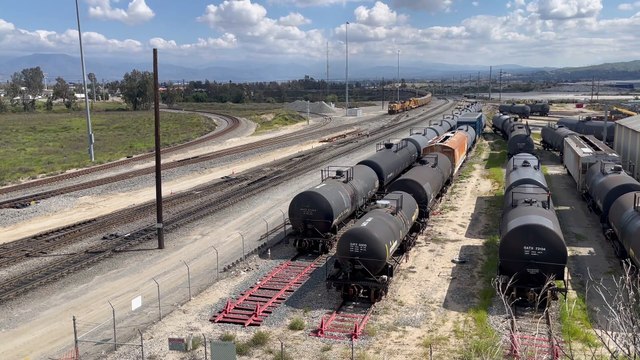 UP 8191 Arriving Westbound Herzog Maintance Train at West Colton Yard