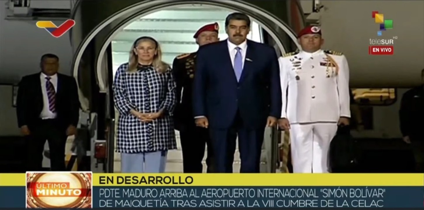 Venezuela: Pdte. de Venezuela arriba a Caracas procedente de la VIII Cumbre de CELAC