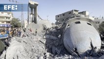 Una mezquita de Al Bokhari, destruida tras un ataque aéreo israelí