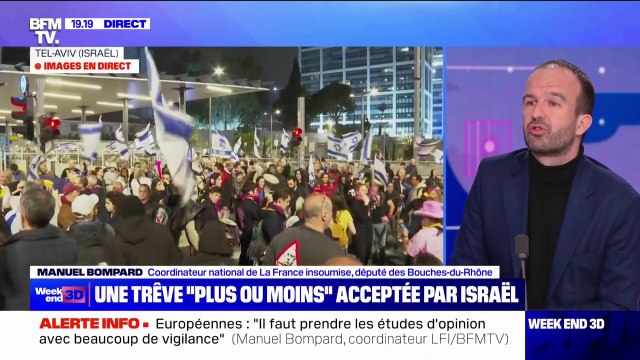 Possible trêve entre Israël et le Hamas: On a besoin d'un cessez-le-feu et d'une solution politique estime Manuel Bompard (LFI)