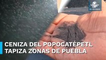 Intensa caída de ceniza en Puebla por actividad del volcán Popocatépetl