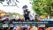 Sedekah Desa, Warga Mojekerto Berebut Dua Gunungan Sepatu