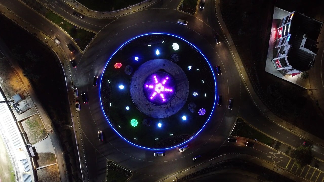 Abstract city night view aerial
