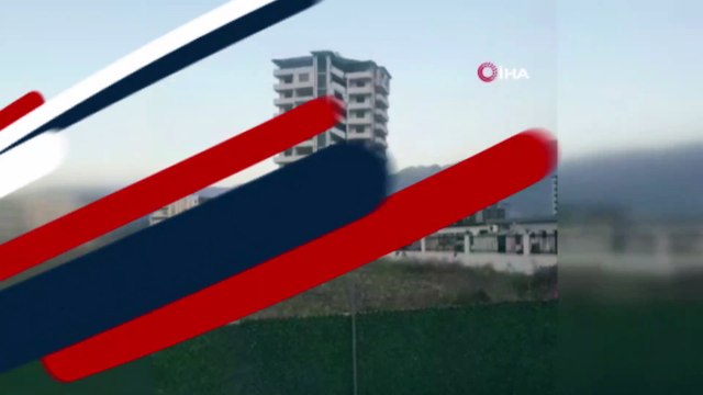 Halatla çekilen 11 katlı binanın kağıt gibi yerle bir oldu!
