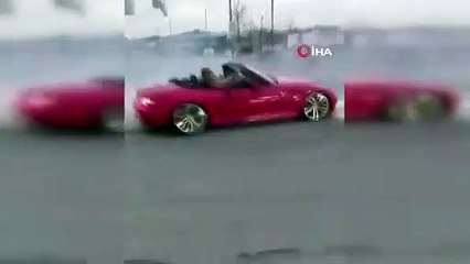 Silivri'de düğün magandaları yol kapatıp drift yaptı!