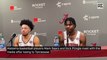 Alabama basketball players Mark Sears and Nick Pringle meet with the media after losing to Tennessee