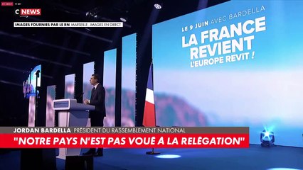 Jordan Bardella, s'exprime en direct depuis Marseille à l'occasion du lancement de la campagne des élections européennes