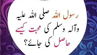 رسول اللّٰہ صلی اللّٰہ علیہ وآلہ وسلم کی محبت کیسے حاصل کی جائے