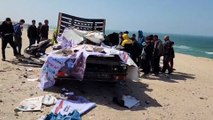 شاهد.. 8 شهداء بقصف إسرائيلي على شاحنة تحمل مساعدات في دير البلح