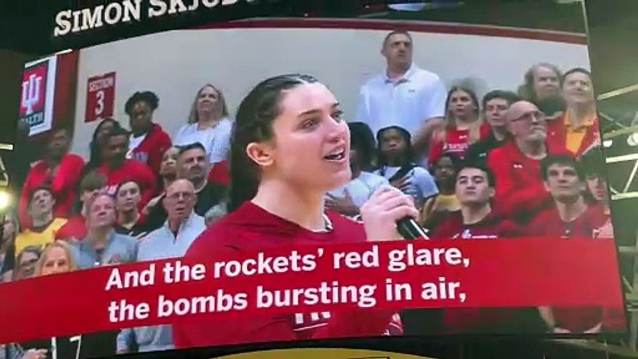 Indiana's Arielle Wisne Sings National Anthem on Senior Day