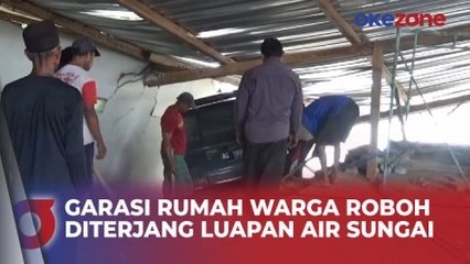 Diterjang Luapan Air Sungai, Garasi Rumah Warga di Nganjuk Roboh