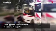 Tarım işçilerini taşıyan minibüs ile kamyonet çarpıştı! Yaralılar var