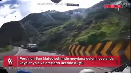 Görüntüler Peru'dan: Devasa kaya kamyonu ezdi! Mucize kurtuluş